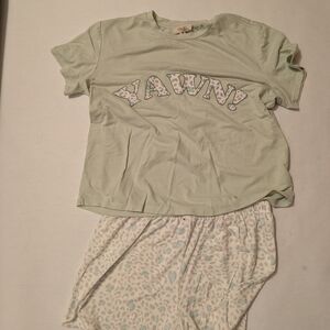Kids Pajamas Set - Green and White